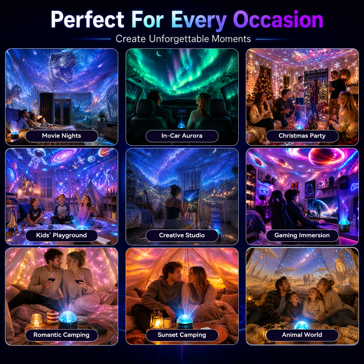 🦖🎁360° Smart Holographic Starry Sky Projector (HD Smart Dynamic 5D)