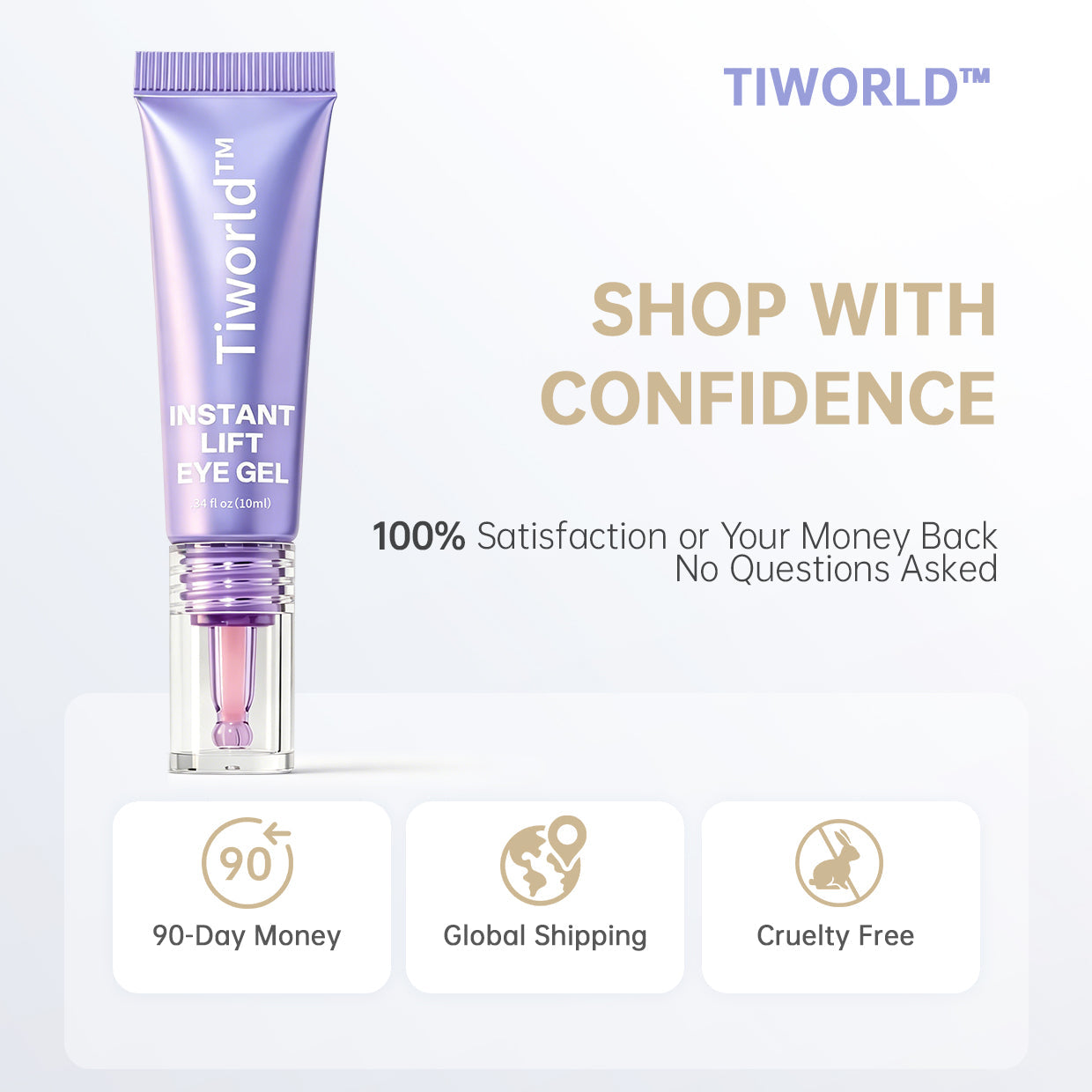 Instant Lift Eye Gel - For Puffiness & Bags, Wrinkles, Fine Lines and Dark Circles, Anti Aging Skin Care for Men & Women.