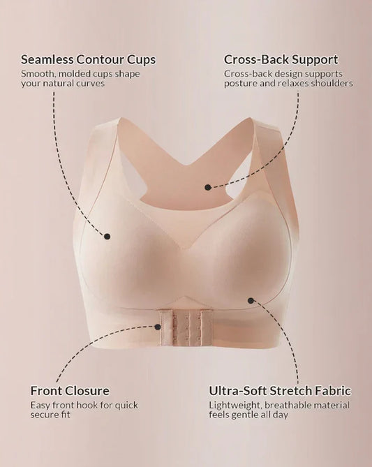✨Last Day: 50% Off Tiworld™ Front Closure Cross-Back Wireless Bra for Comfort & Support
