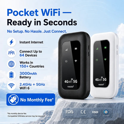 📶 2026 YAGOO Pocket WiFi — Fast, Portable Internet for Travel, Work & Home Backup