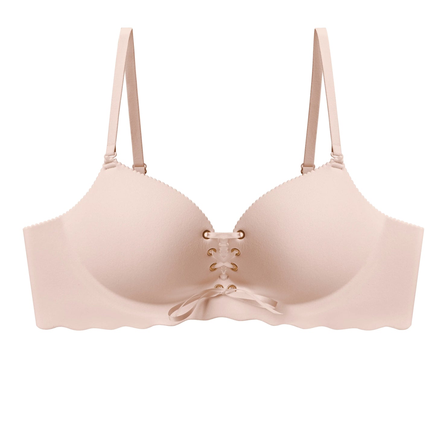 TIWORLD Drawstring Push Up Bra | Instant Cleavage & Anti-Sagging | Add 2 Cups Padded Wireless Strapless Bras Comfort Bra for A B C Cups Womenswear Minimalist Pink