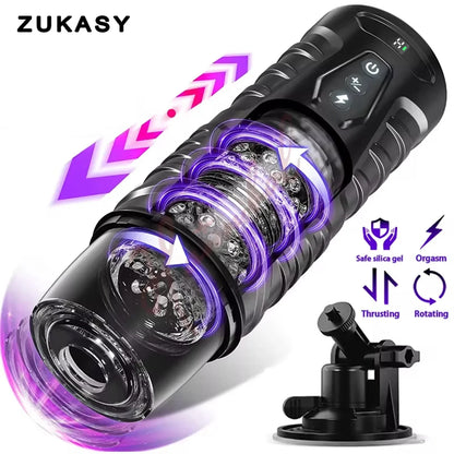 Automatic Male Masturbator 7 Thrusting Rotating Modes Mastubator Cup Electric Telescopic Sex Toy Pocket Pussy For Men Adult Toys